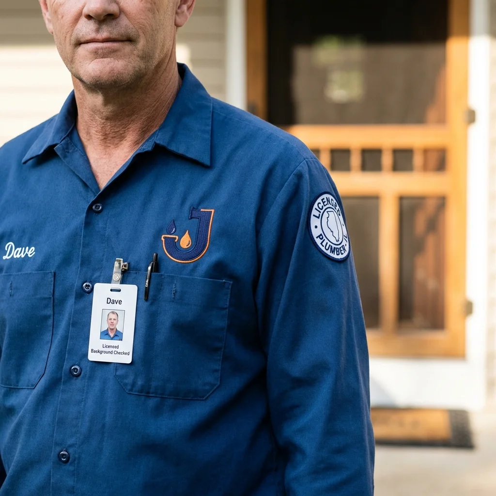 Licensed plumber showing ID badge in East Norwich, NY