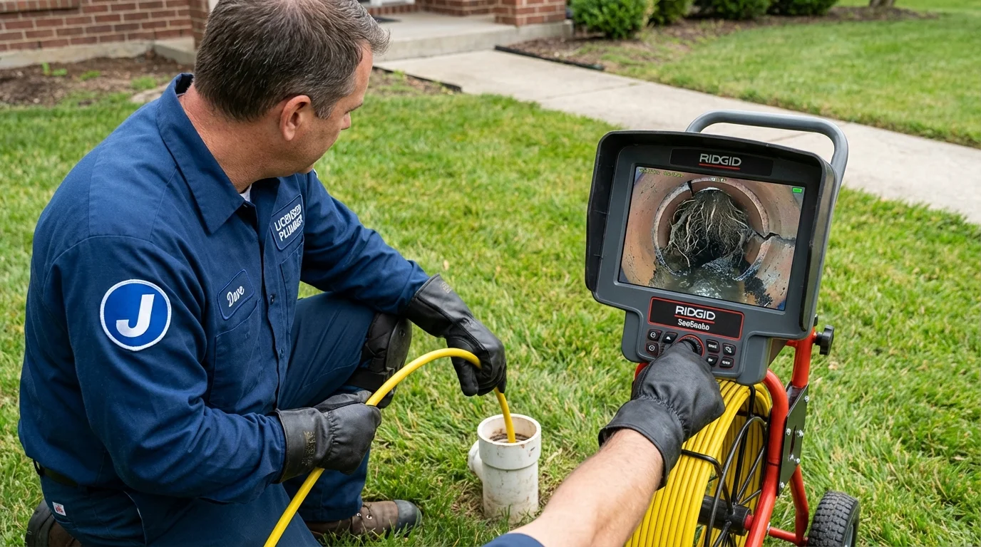 Sewer camera inspection being performed by Johns Plumbing LLC in East Norwich